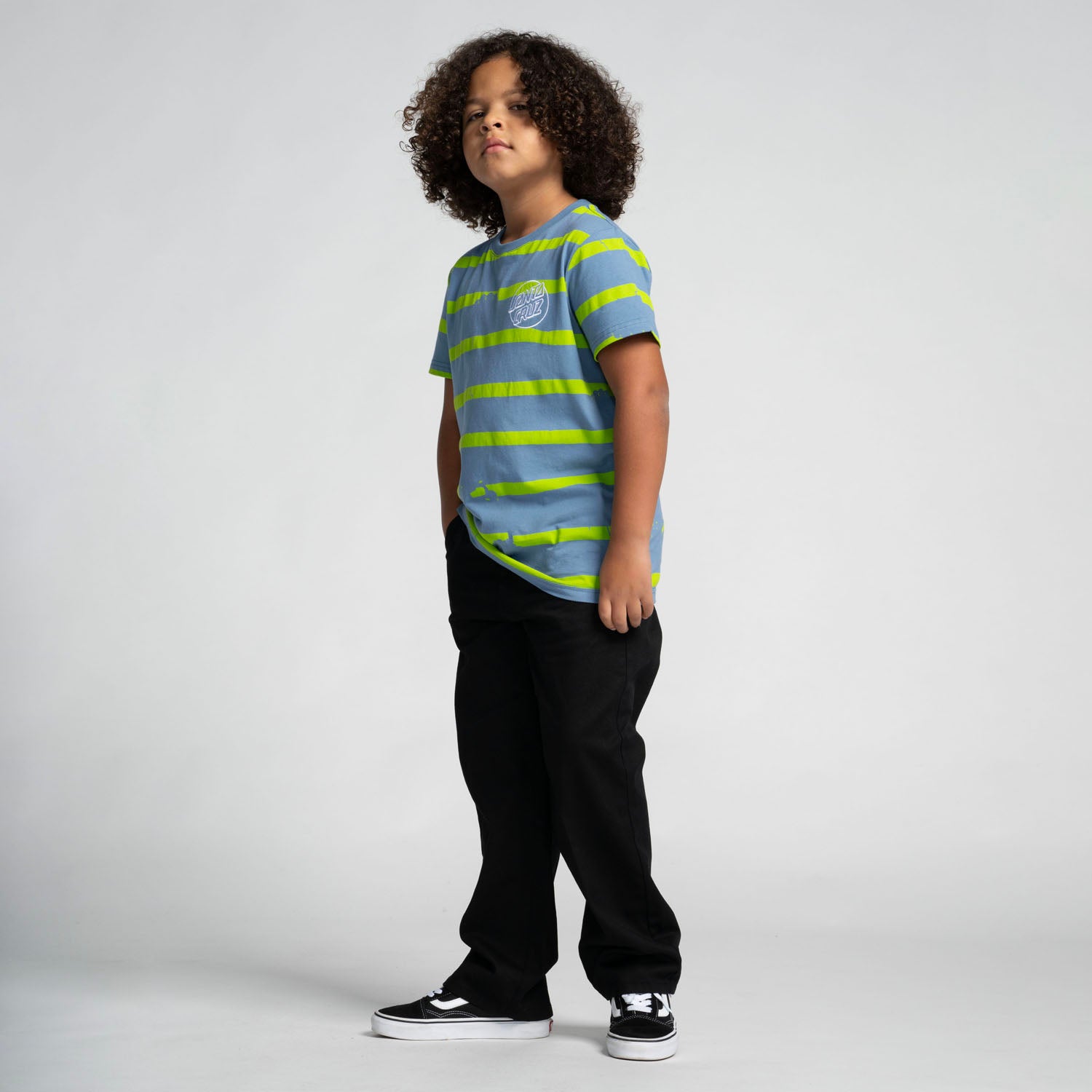 SANTA CRUZ TEE SHIRT JUNIOR SHARK BITE STRIPE Dusty Blue