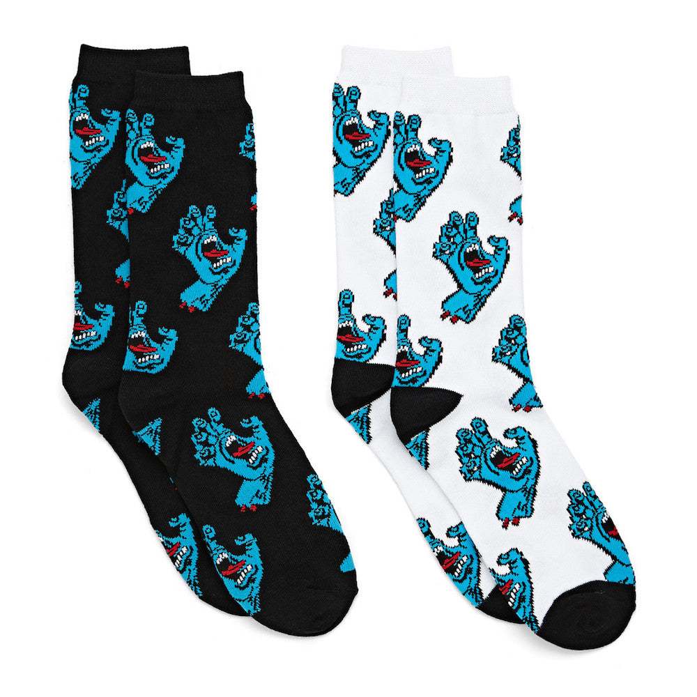 SANTA CRUZ CHAUSSETTES ENFANT 8/12ANS MULTI HAND SOCK PACK 2 black white