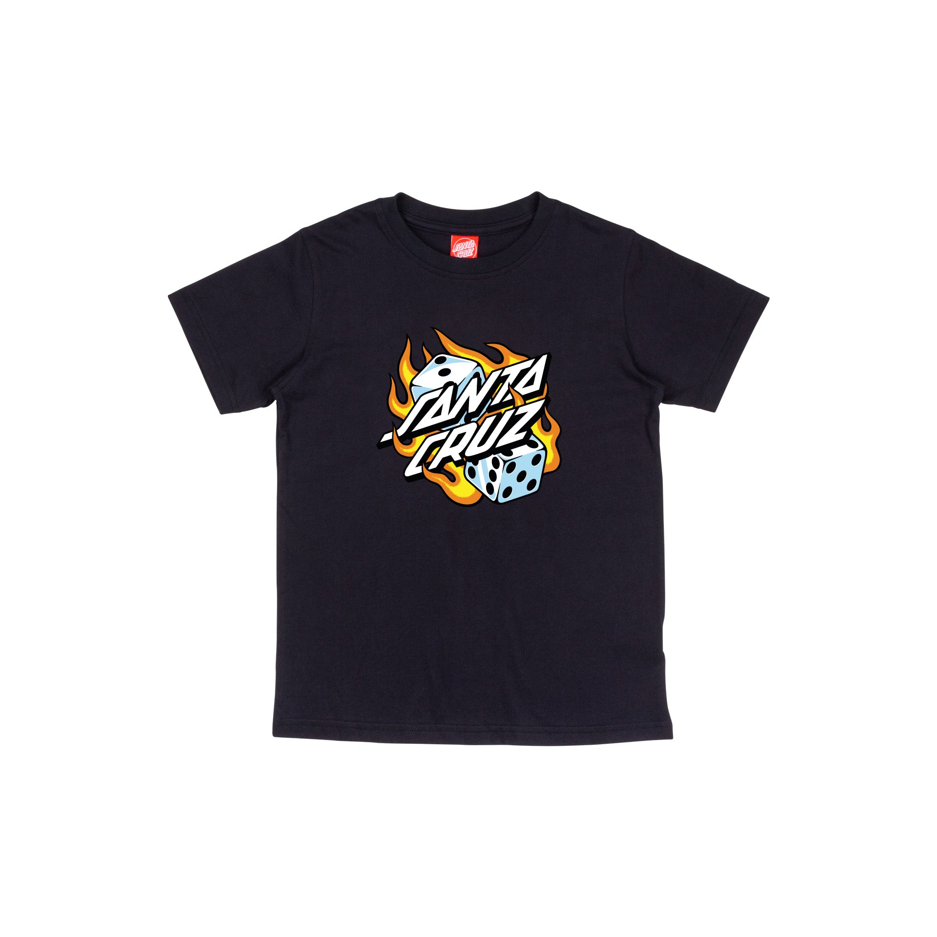 SANTA CRUZ ENFANT TEE SHIRT FLAMING DICE DOT Black