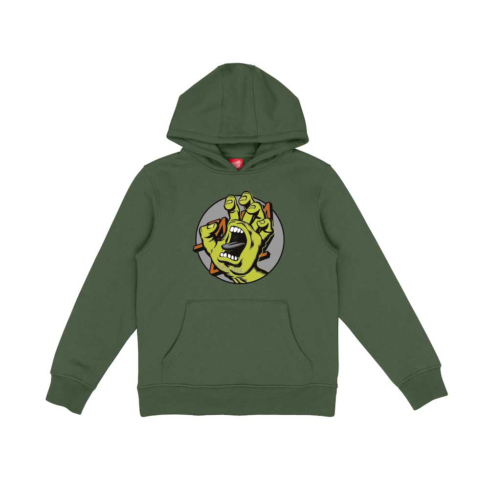 SANTA CRUZ ENFANT HOODIE HAND DOT FRONT Dark Moss