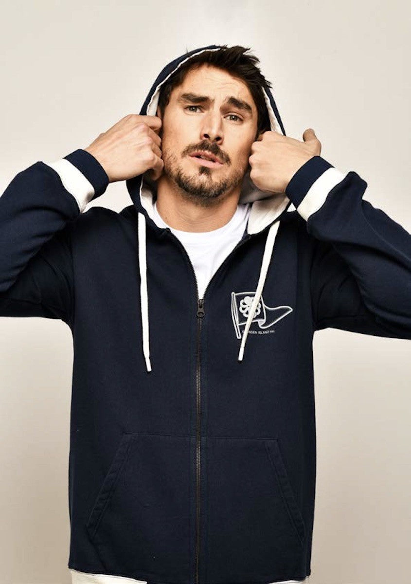 JONSEN ISLAND SWEATSHIRT HOODIE ZIPPE FLAG Navy