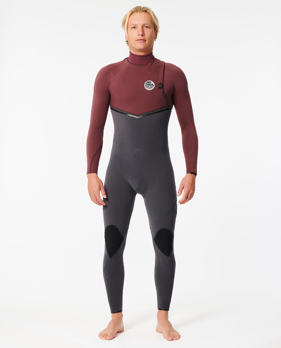 RIP CURL FLASHBOMB 3/2 mm ZIP FREE Maroon