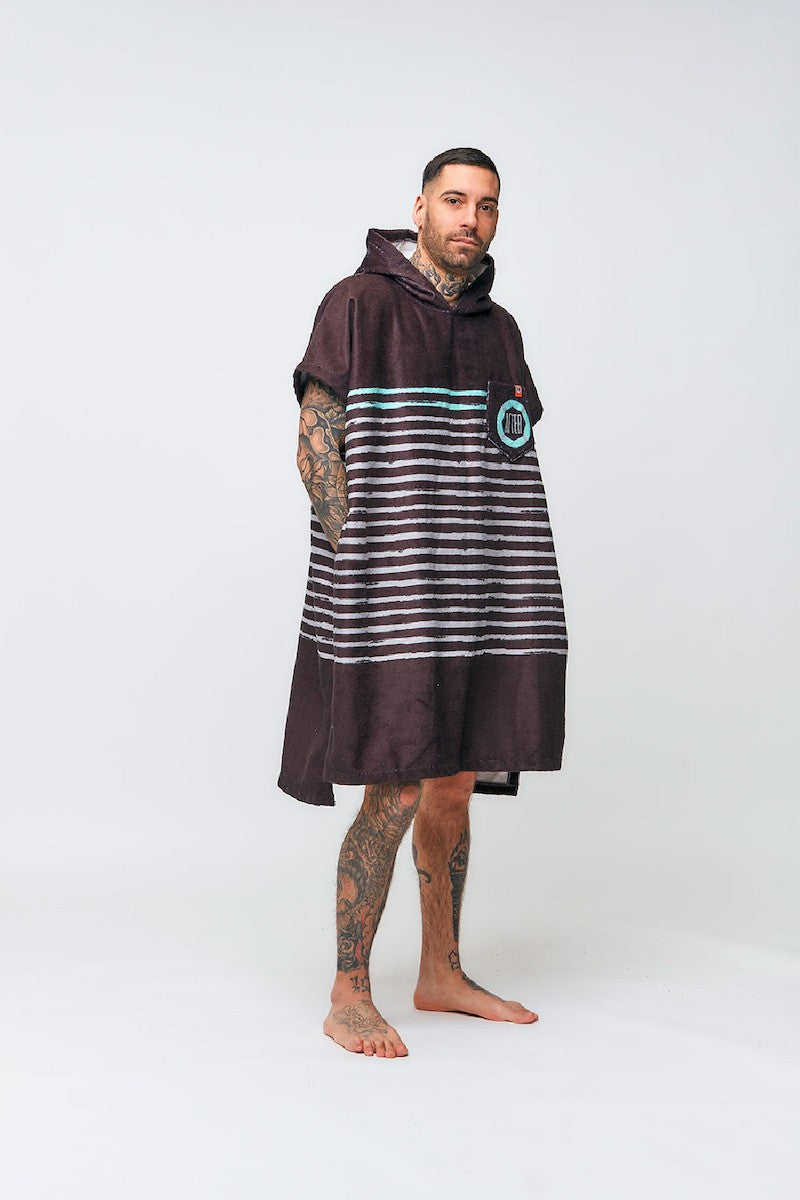 AFTER PONCHO SAILOR STRIPES black