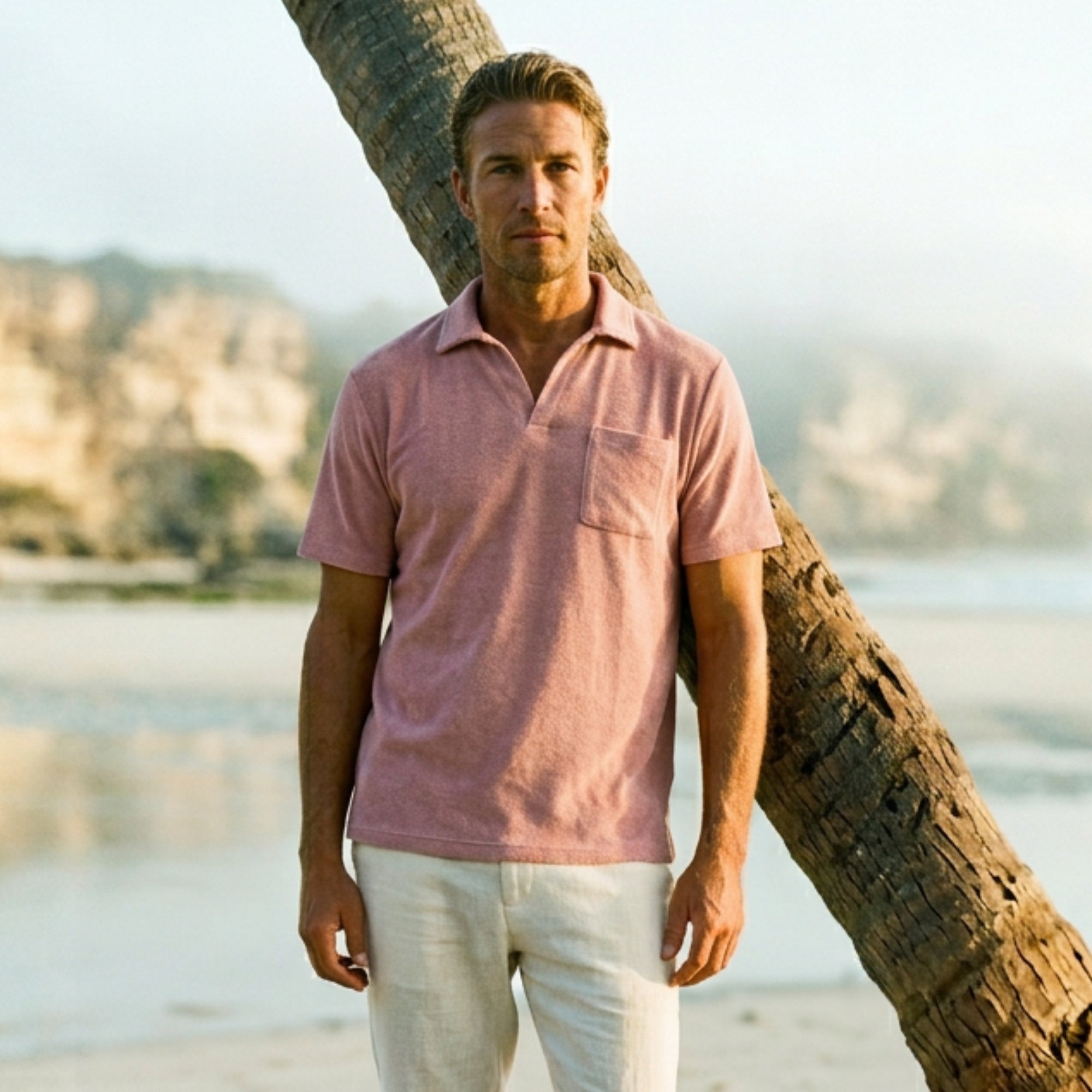 polo en eéponge rose pour homme goxo famingo photo unique