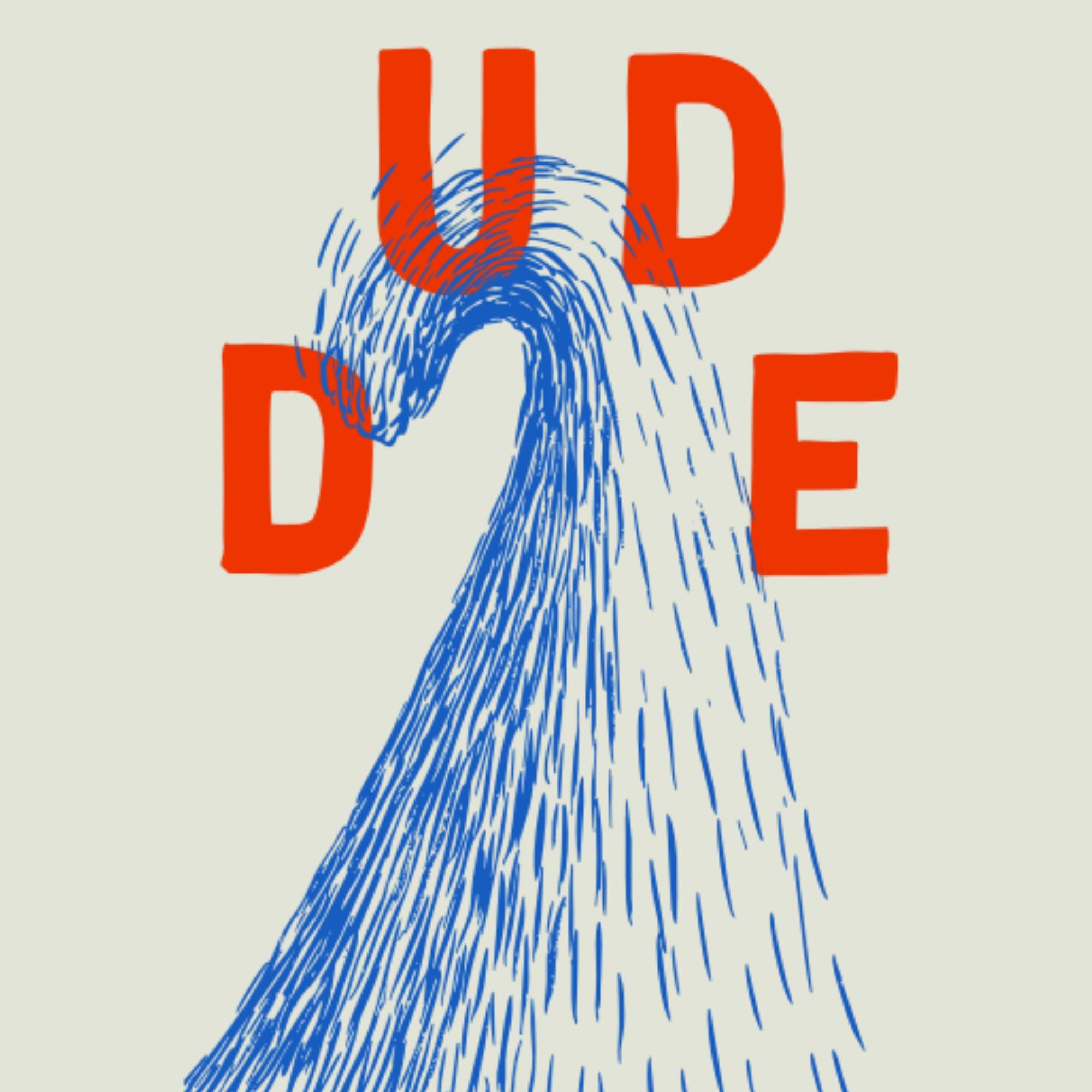 tee-shirt Bask in the Sun Blue Dude illustration Paul McNeil coton biologique zoom design