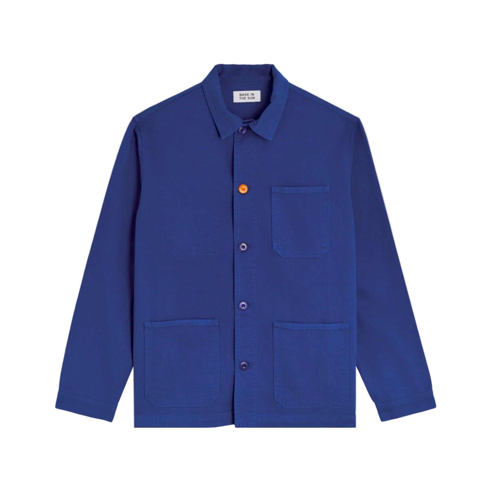 veste Bask in the Sun Sergi cobalt en sergé de coton biologique avec poches plaquées