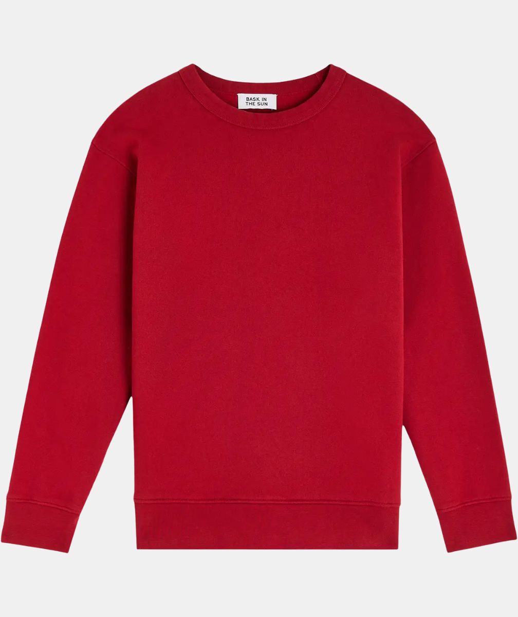 vue avant du sweat-shirt en coton bio sans motif, coloris cognac unisexe