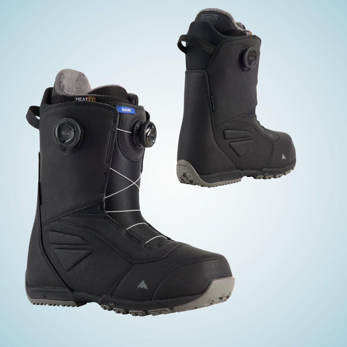 Boot snowboard homme Burton Ruler BOA Wide noire vue de face et de dos