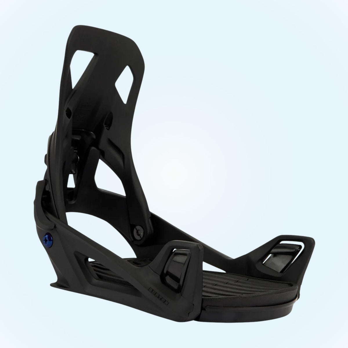 Step On Black vue de profil, avec spoiler haut incliné, embase Re:Flex et points d’ancrage latéraux pour la boots