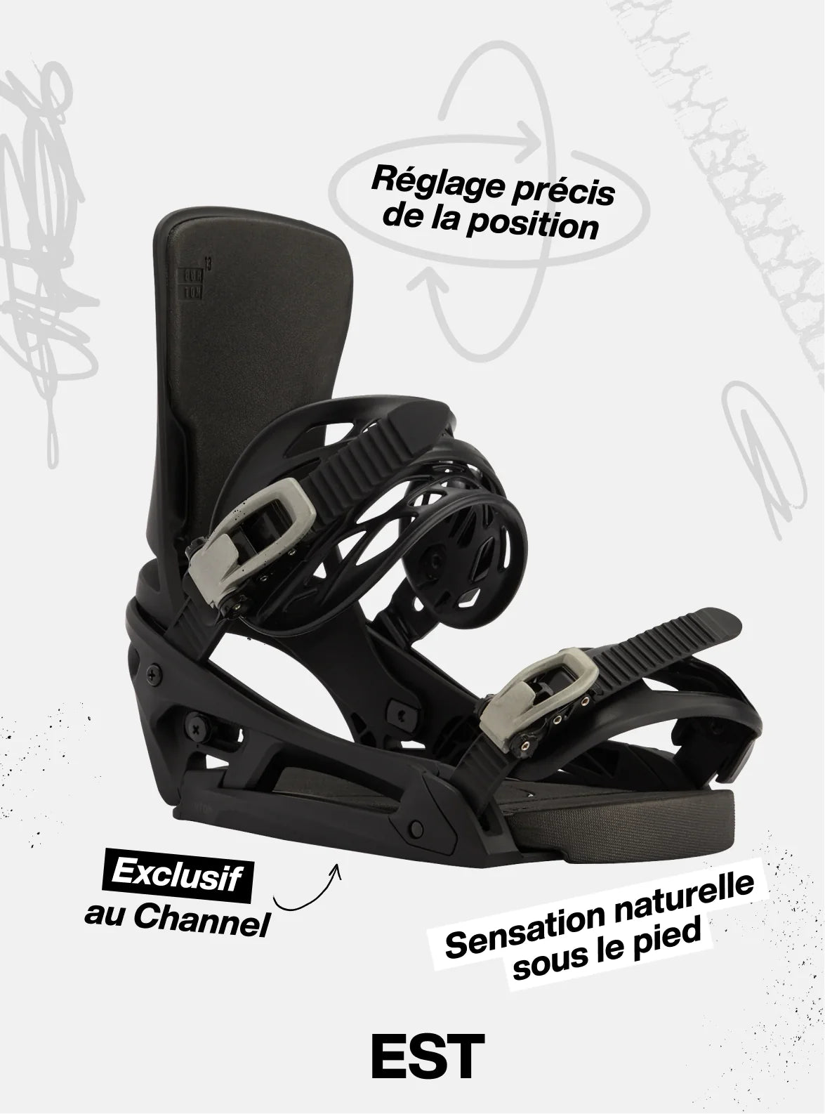 BURTON FIXATIONS SNOWBOARD HOMME CARTEL EST Black