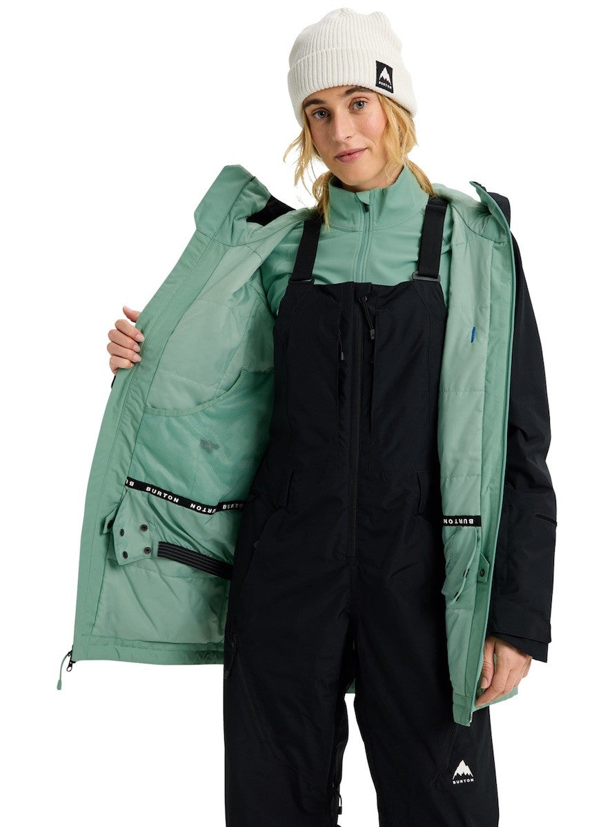Intérieur Soft Sage de la veste Burton Reserve 2L Insulated Jacket femme avec poches et fermeture zippée