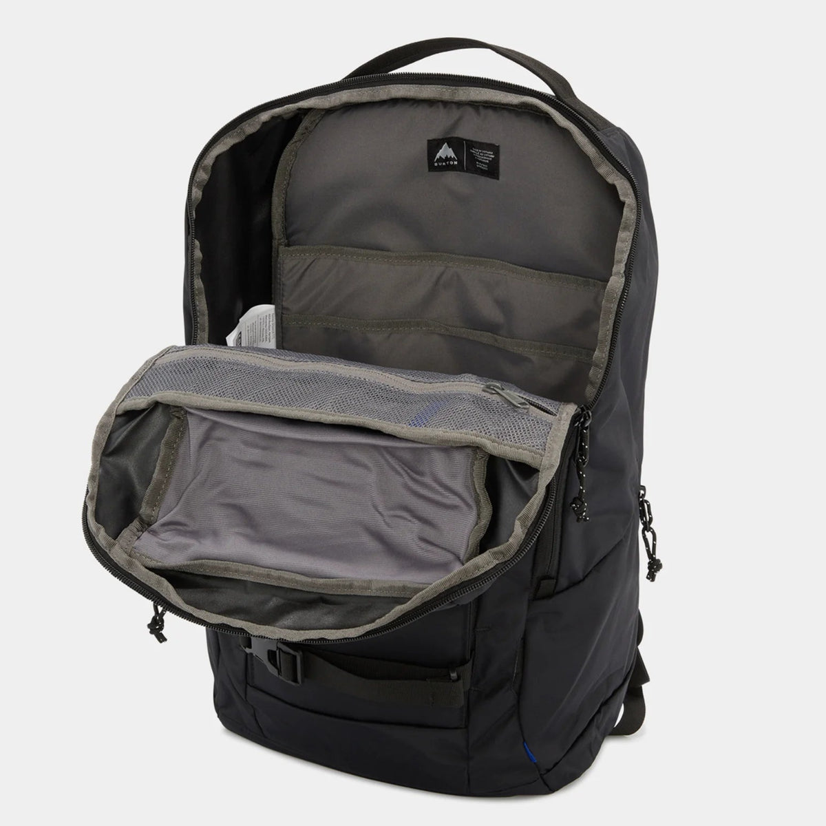 vue intérieure du sac kilo 2.0 burton noir avec 2 compartiments pour ordinateur et tablettes
