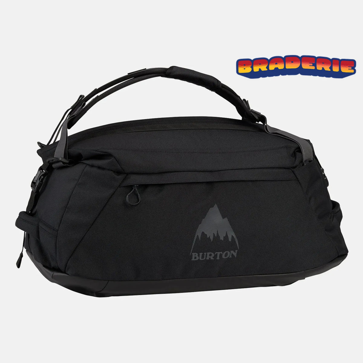 Sac Burton Multipath Duffel 60L Black avec poignée supérieure, poches zippées et design noir sobre