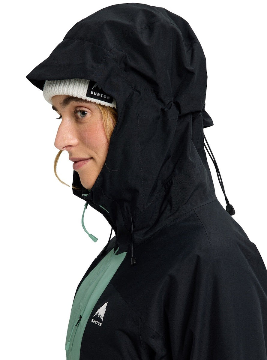 Veste ski femme Burton Reserve 2L vue de profil avec capuche montante et protection du col