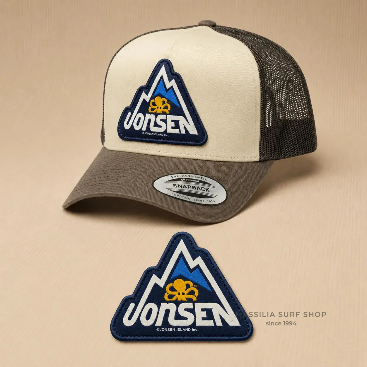 casquette big rock jonsen marron big rock zoom sur logo montagne bleue