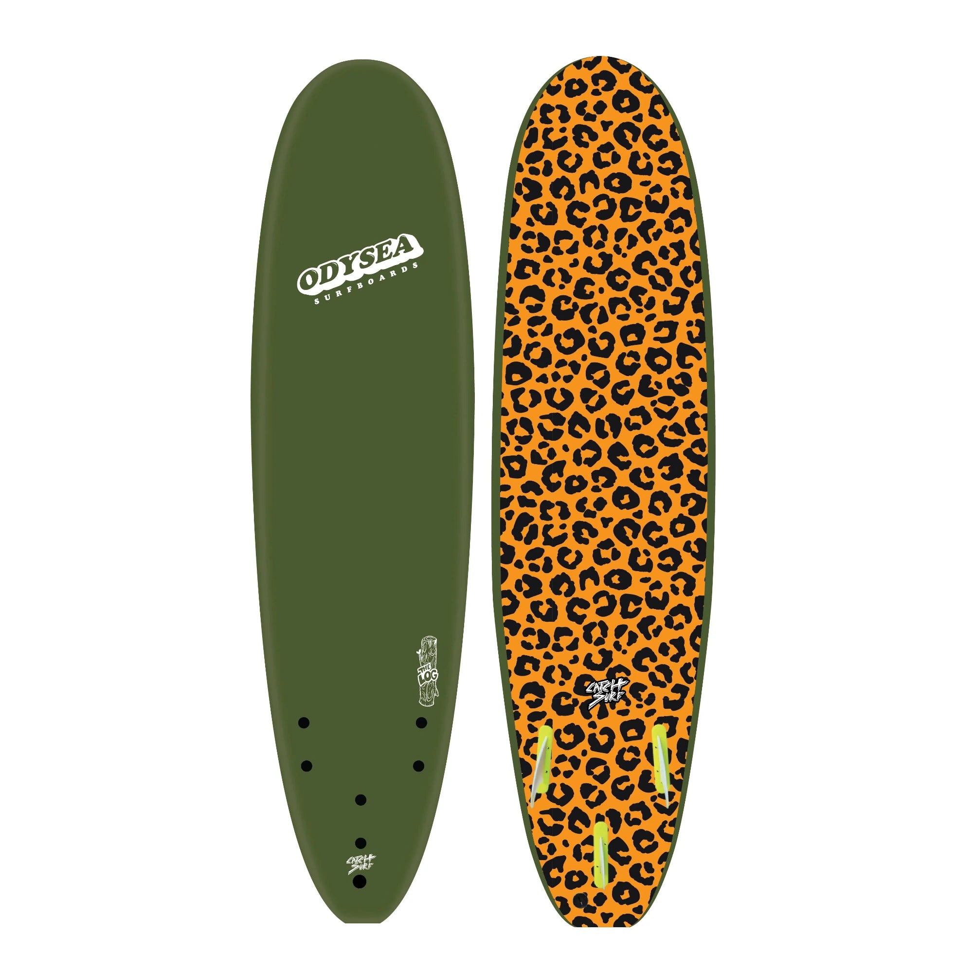 planche de surf en mousse recto vert et verso panthere