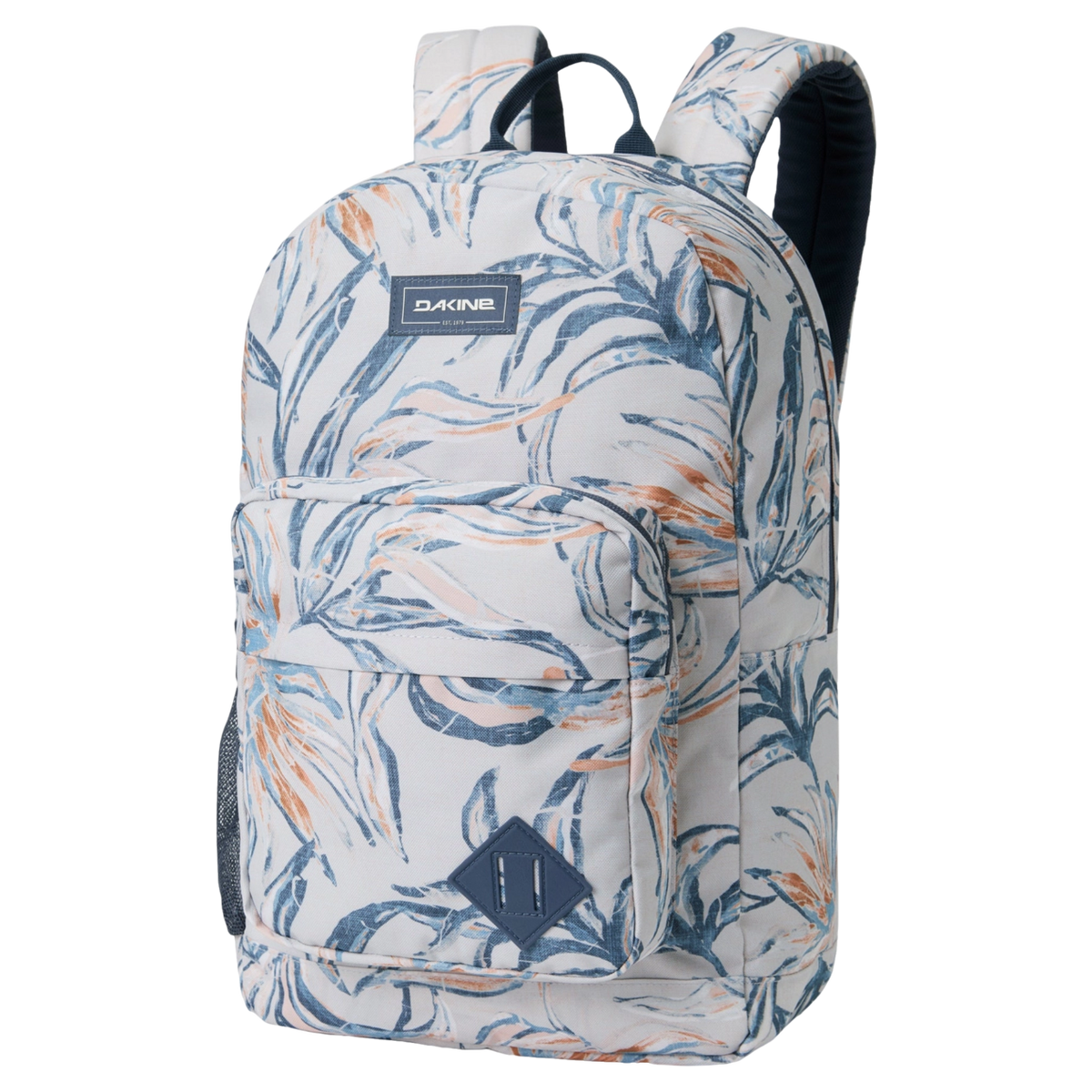 sac à dos dakine 365 backpack blanc à motif fleuris bleus et oranges