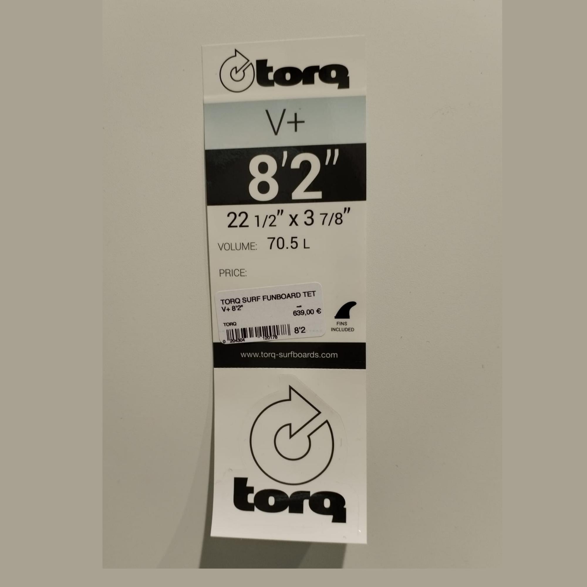 dimensions planche de surf torq funboard v plus 8 2