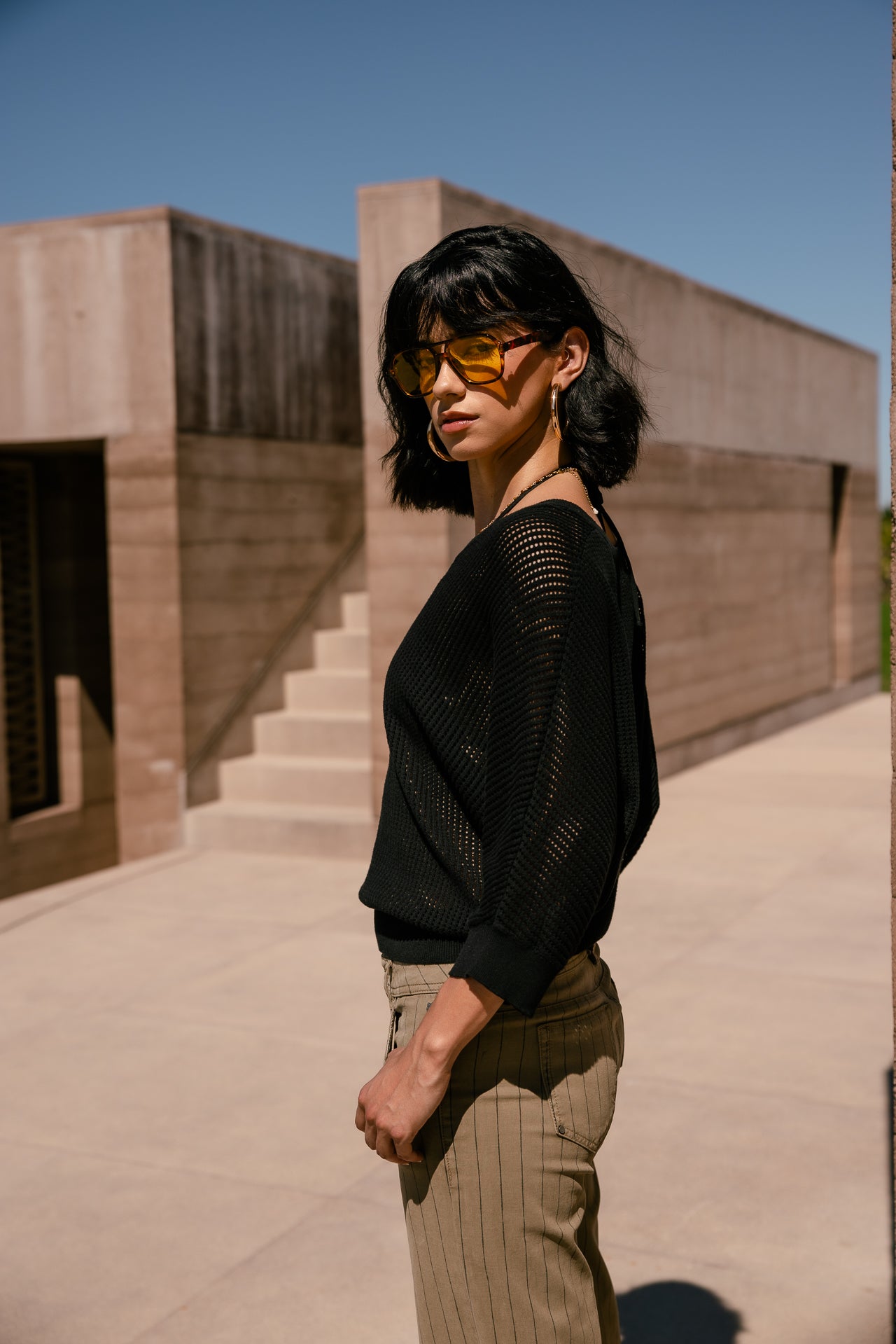 pull femme noir freeman t porter vue profil manches mi longues