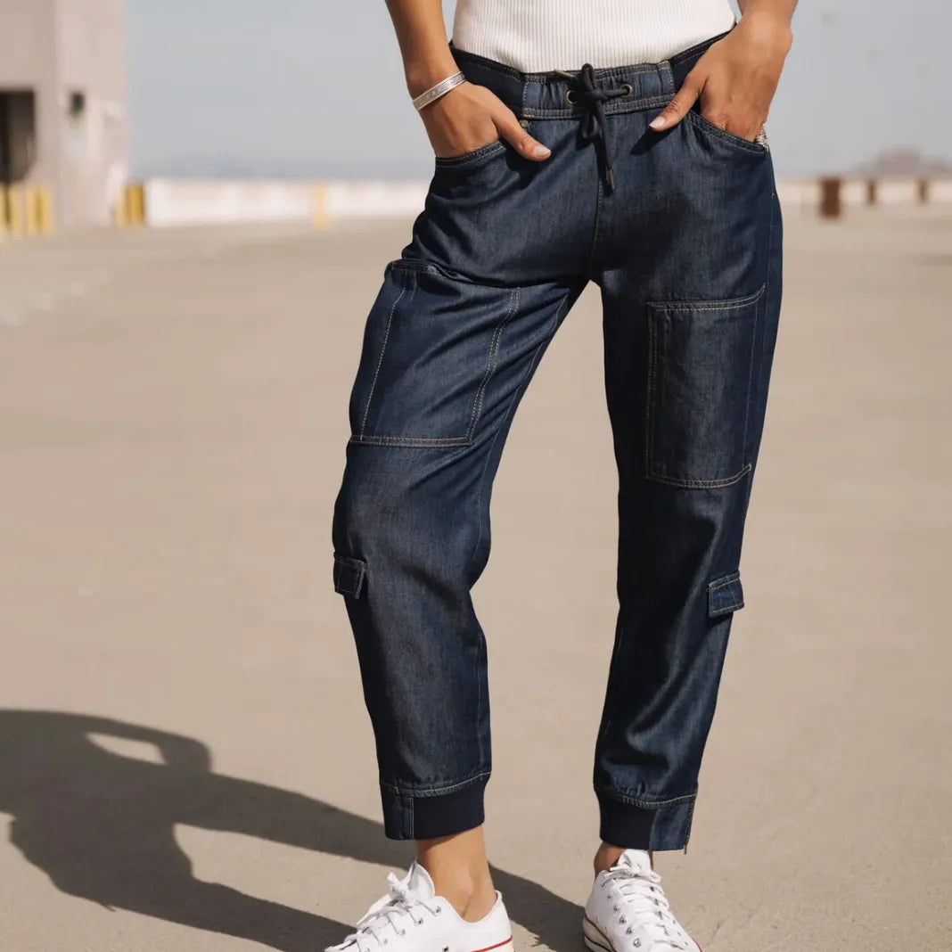 jean cargo femme lyocell coupe cropped taille normale style ete urbain decontracte