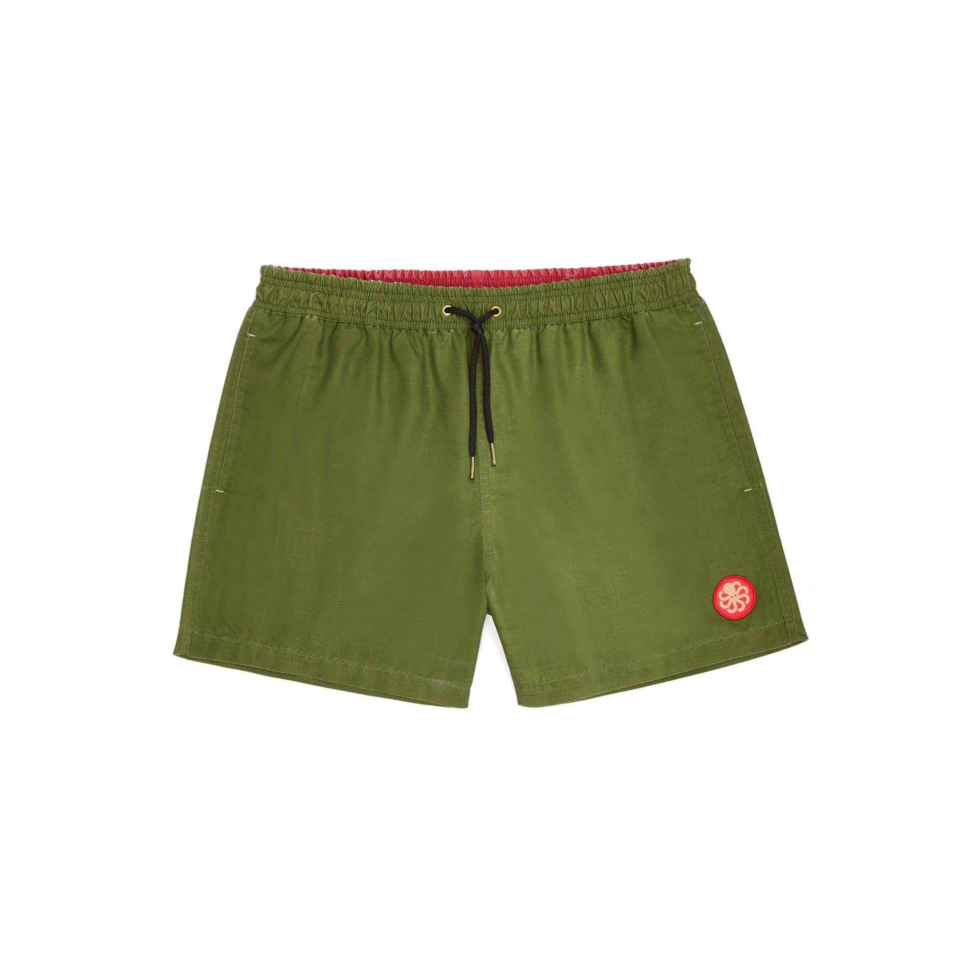 short de bain surf homme kaki Jonsen Island Sperone vue face avec slip filet interieur