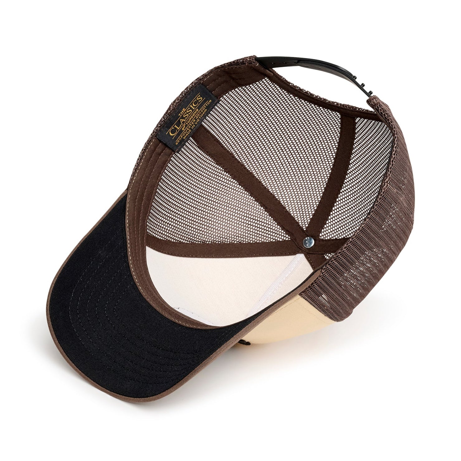 casquette jonsen blanche et marron 3d rise interieur visiere noire