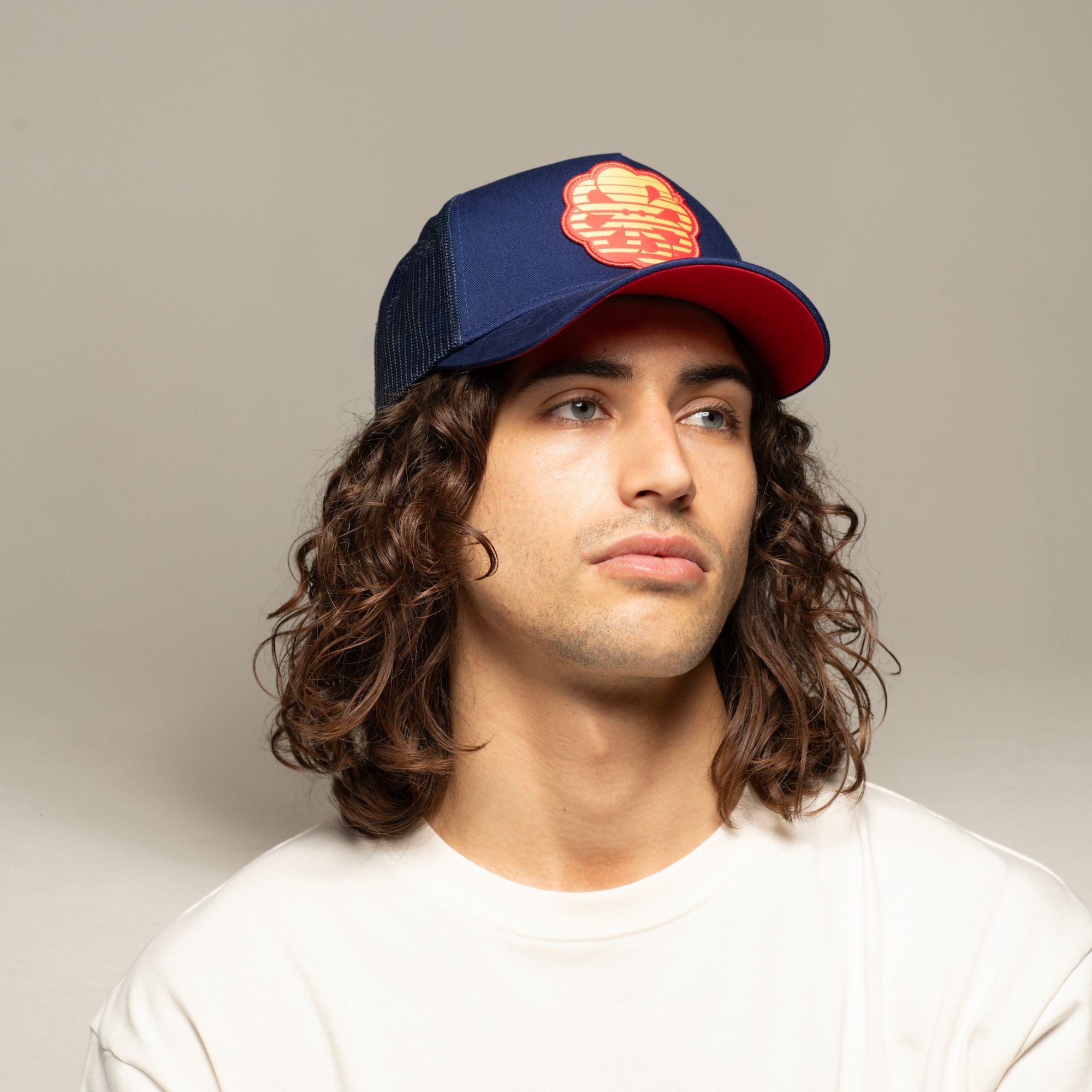 JONSEN ISLAND CASQUETTE TRUCKER FLOWER 3 Famous navy portée vue face