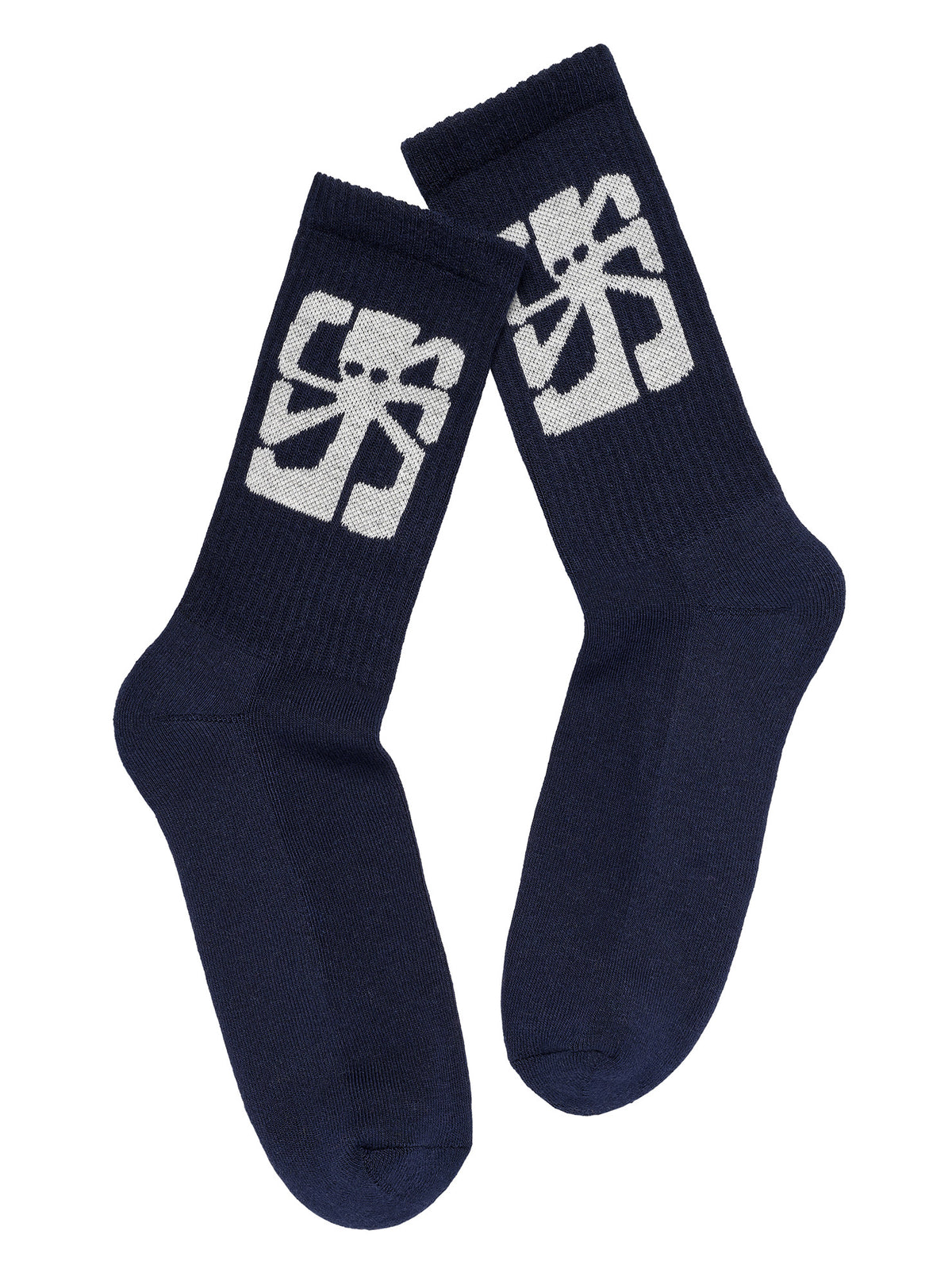 vue à plat des chaussettes navy jonsen artist avec grand poulpe blanc