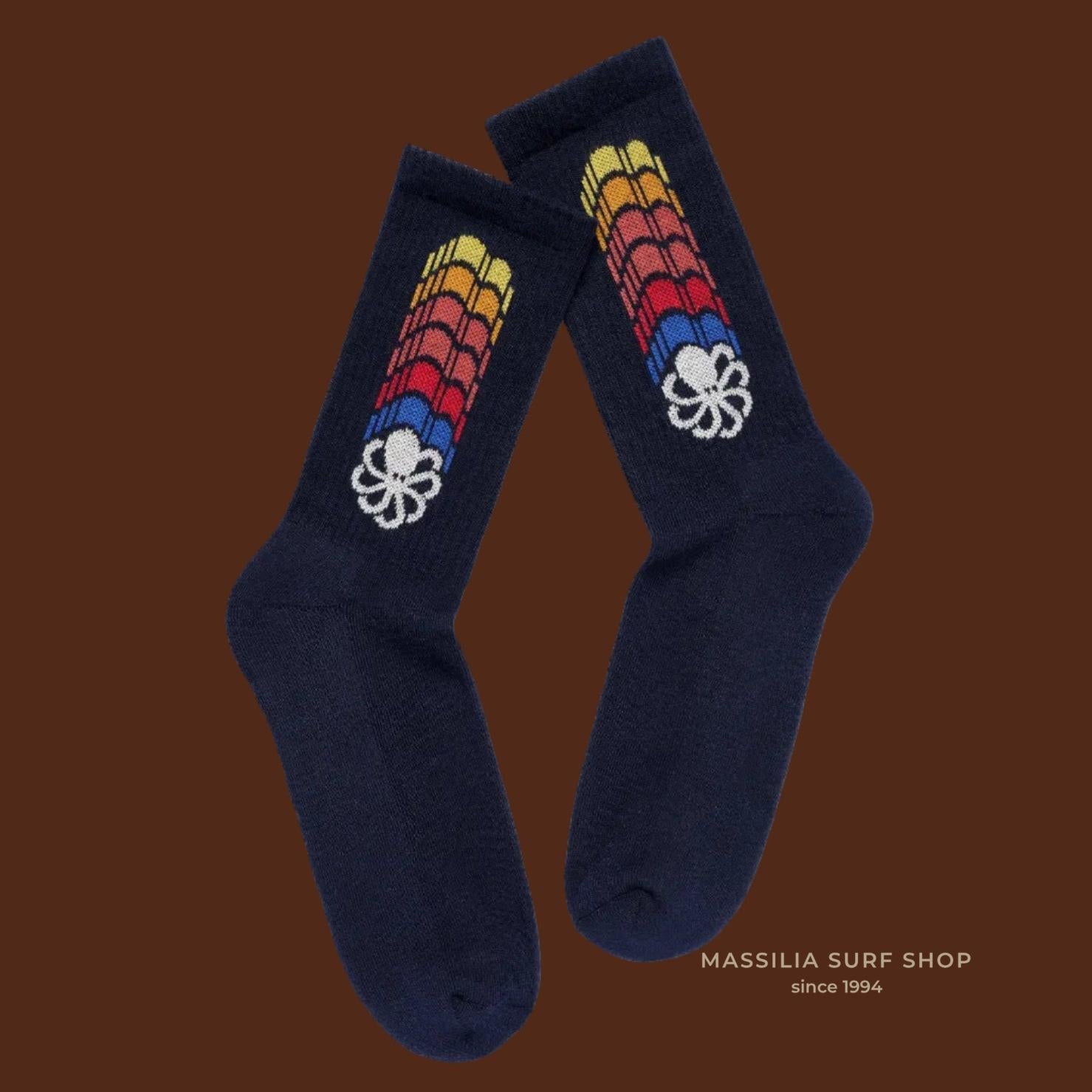 chaussettes jonsen noires avec logo pieuvre multicolore dégradé