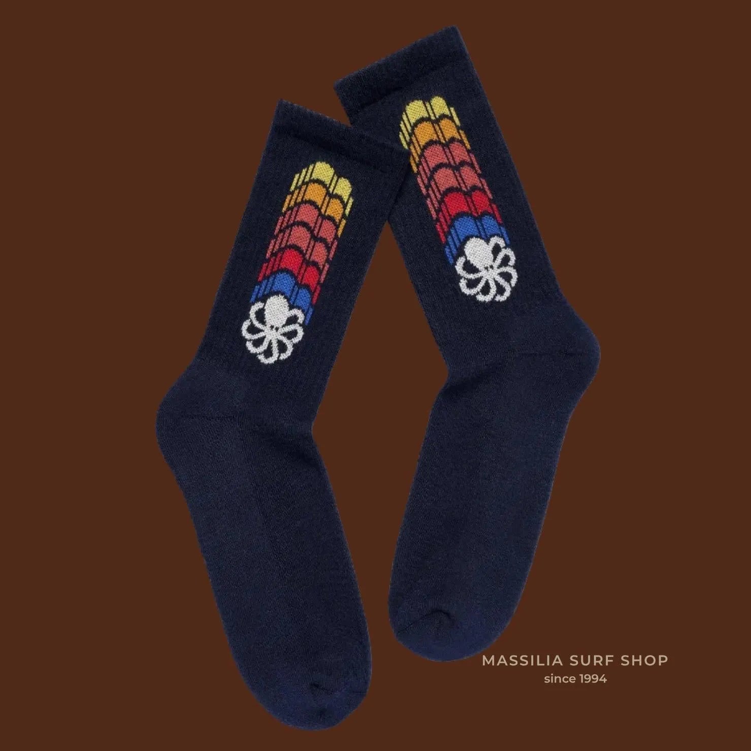 chaussettes jonsen noires avec logo pieuvre multicolore dégradé