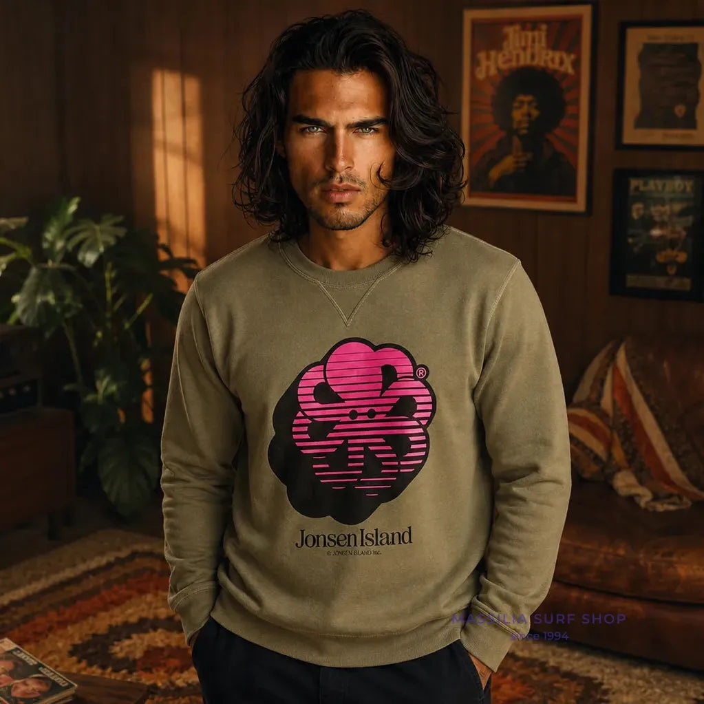 JONSEN ISLAND SWEATSHIRT CLASSIC GUSTAVO BIG 3D LINES Kaki