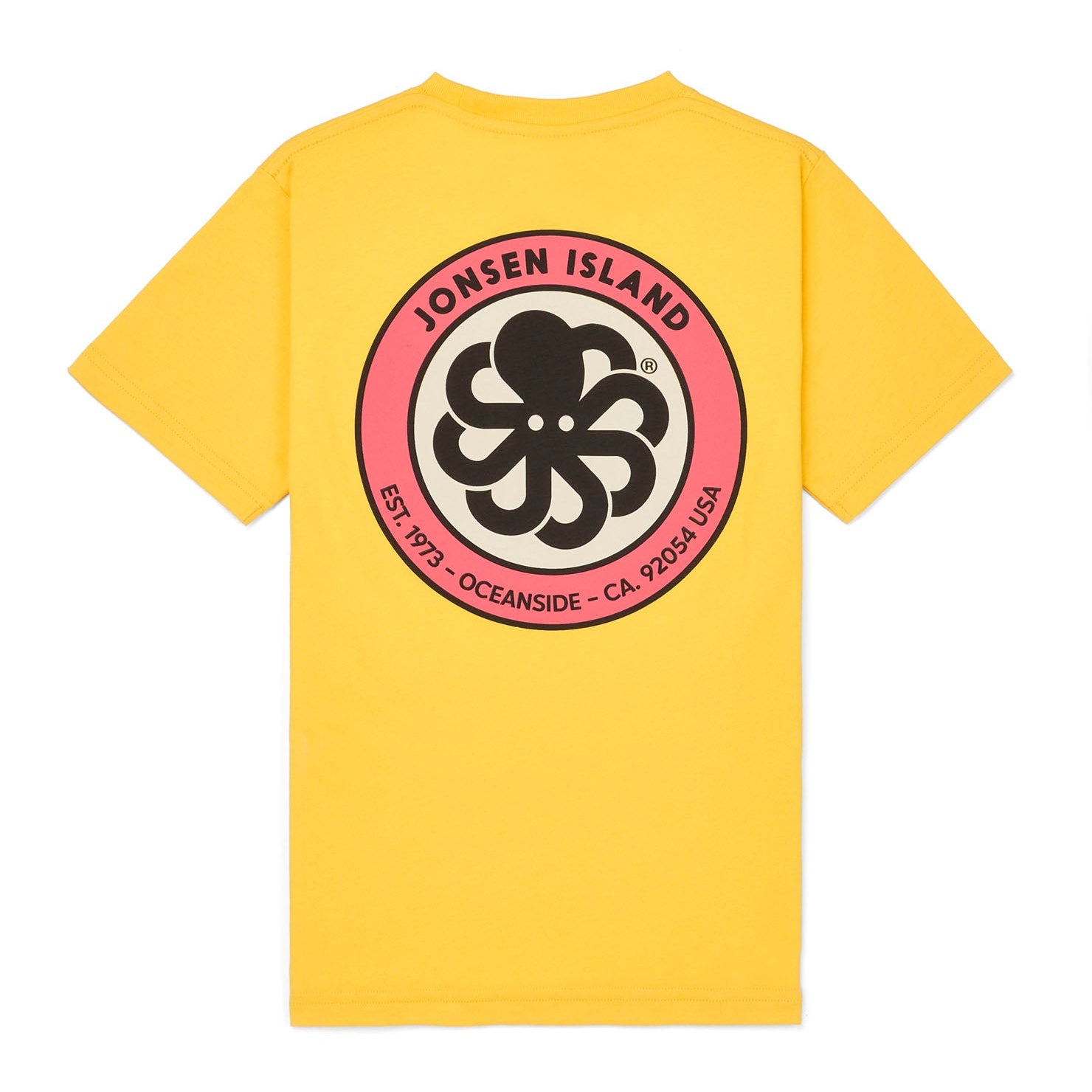 tee shirt enfant jonsen Jaune vue à plat logo poulpe