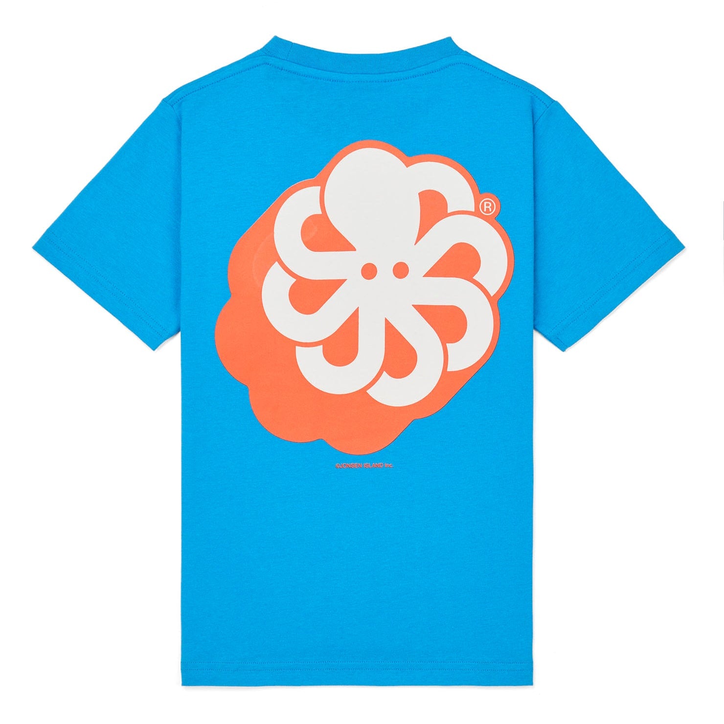 tee shirt enfant jonsen Bleu vue à plat logo poulpe