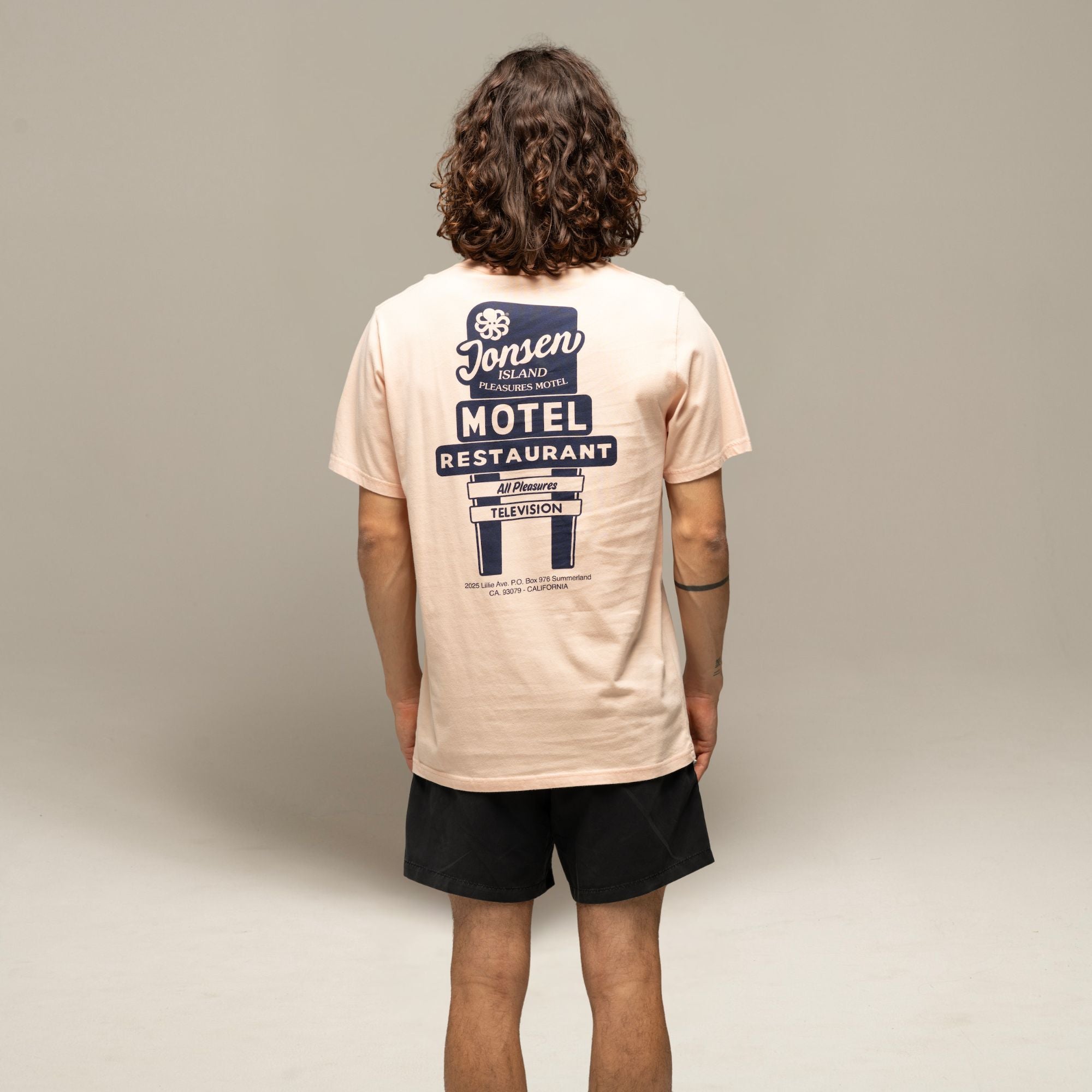 JONSEN ISLAND TEE-SHIRT CLASSIC MOTEL Peach f/o porté zoom graphisme poulpe