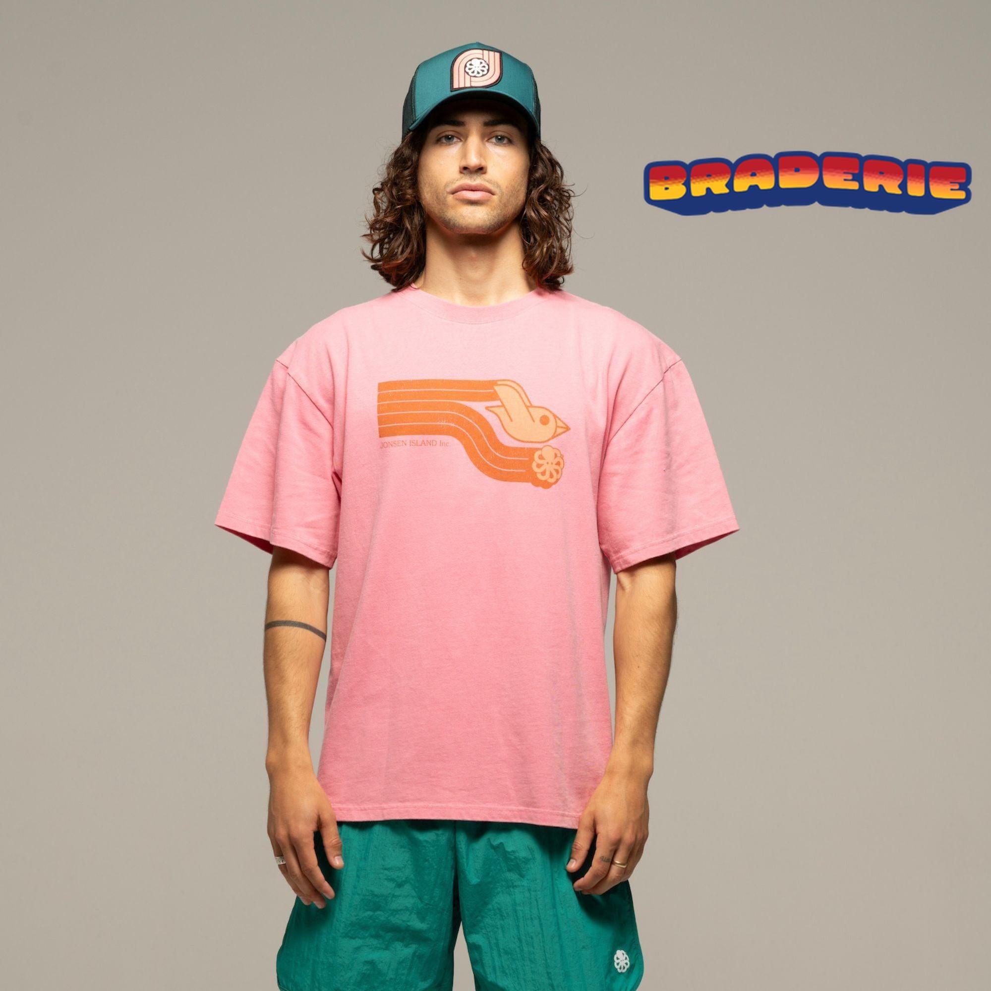 JONSEN ISLAND TEE-SHIRT CONFORT FAST BIRD Pink f/o porté vue graphisme