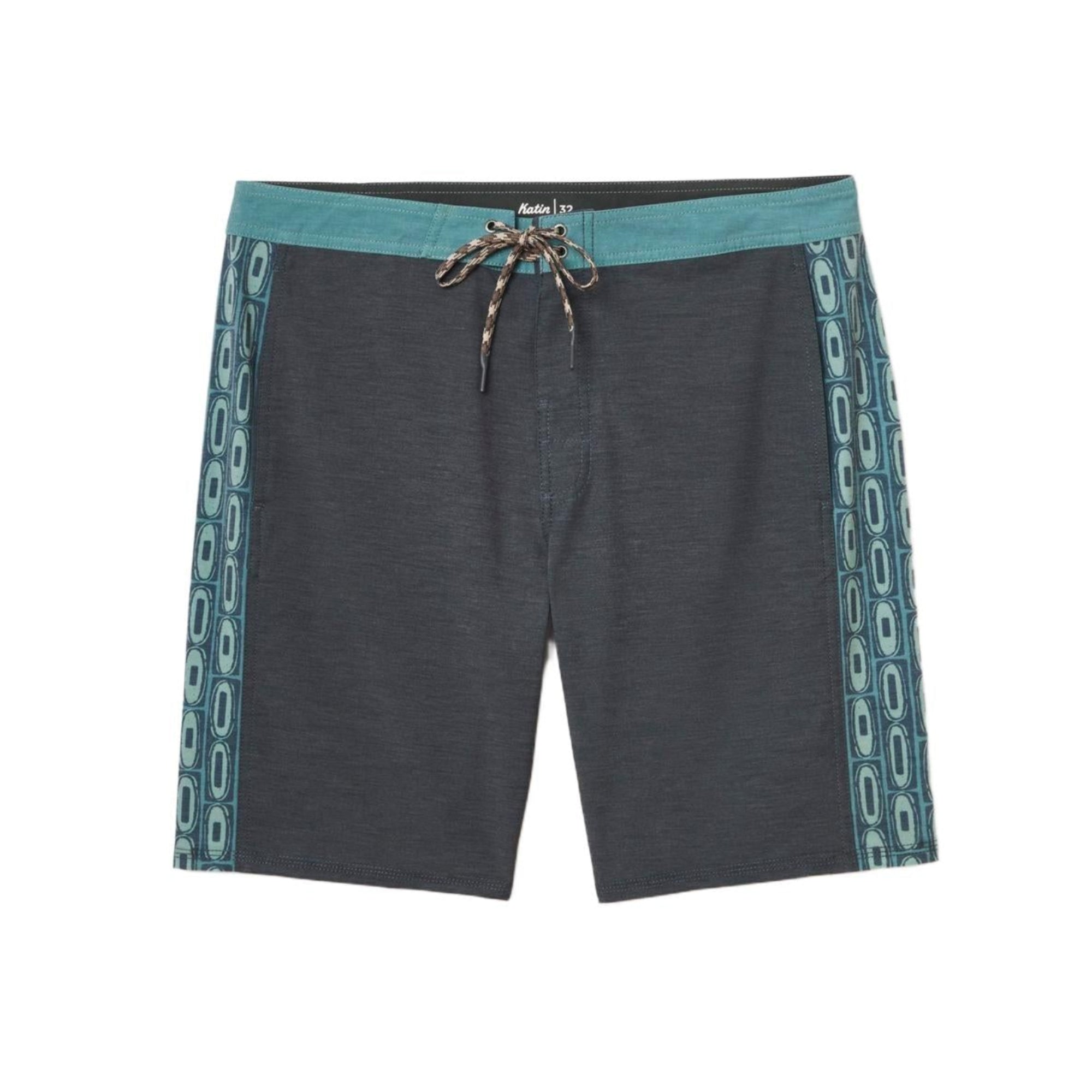 Boardshort homme Katin Vic Hybrid Trunk black wash avec bande verte latérale