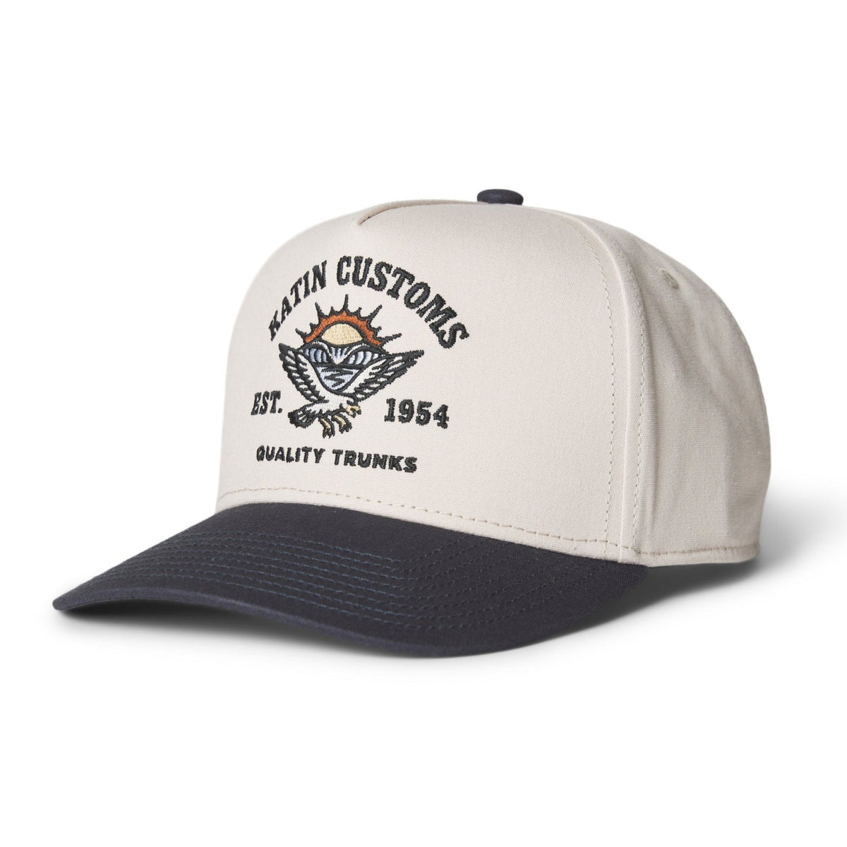 Casquette Katin Herman Vapor washed blue, écusson brodé Katin Customs avec lettrage et emblème aigle