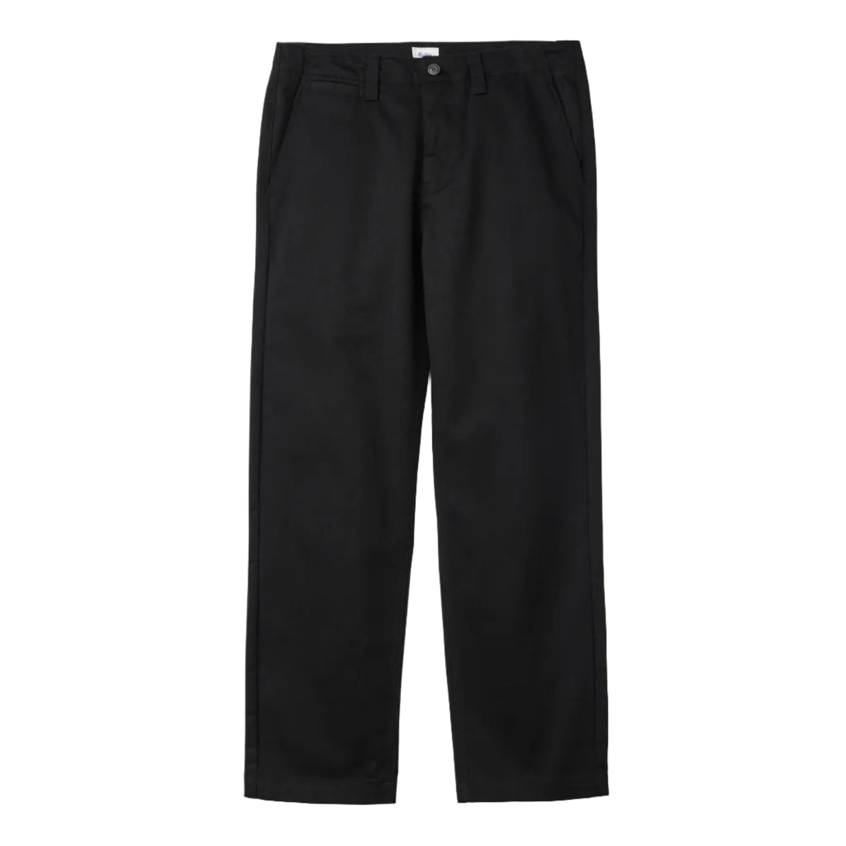 Pantalon chino Katin Clark noir présenté seul de face, ceinture avec passants, fermeture centrale et jambes droites.