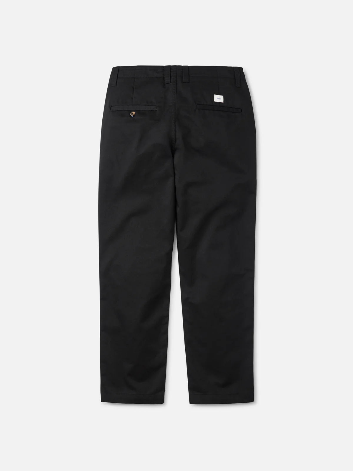 Pantalon chino Katin Clark noir présenté seul de dos, deux poches arrière discrètes, passants de ceinture et jambes droites.