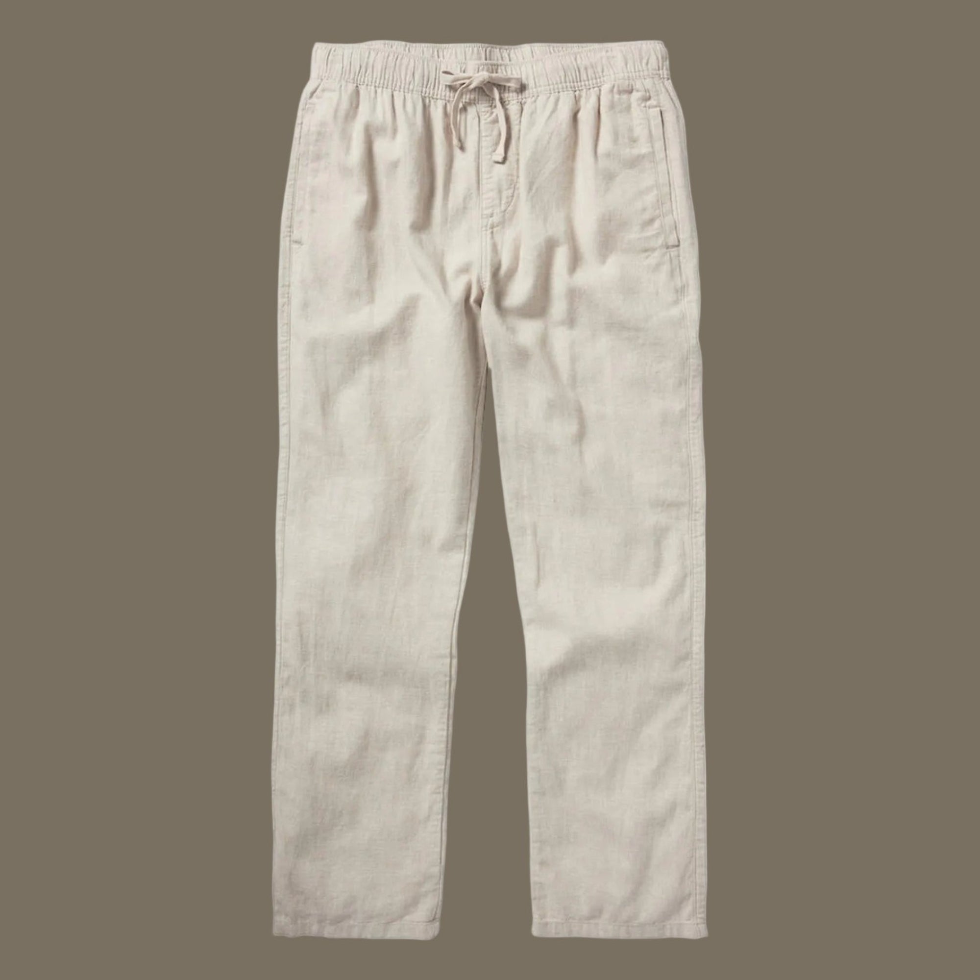 Pantalon lin homme blanc casse taille élastique