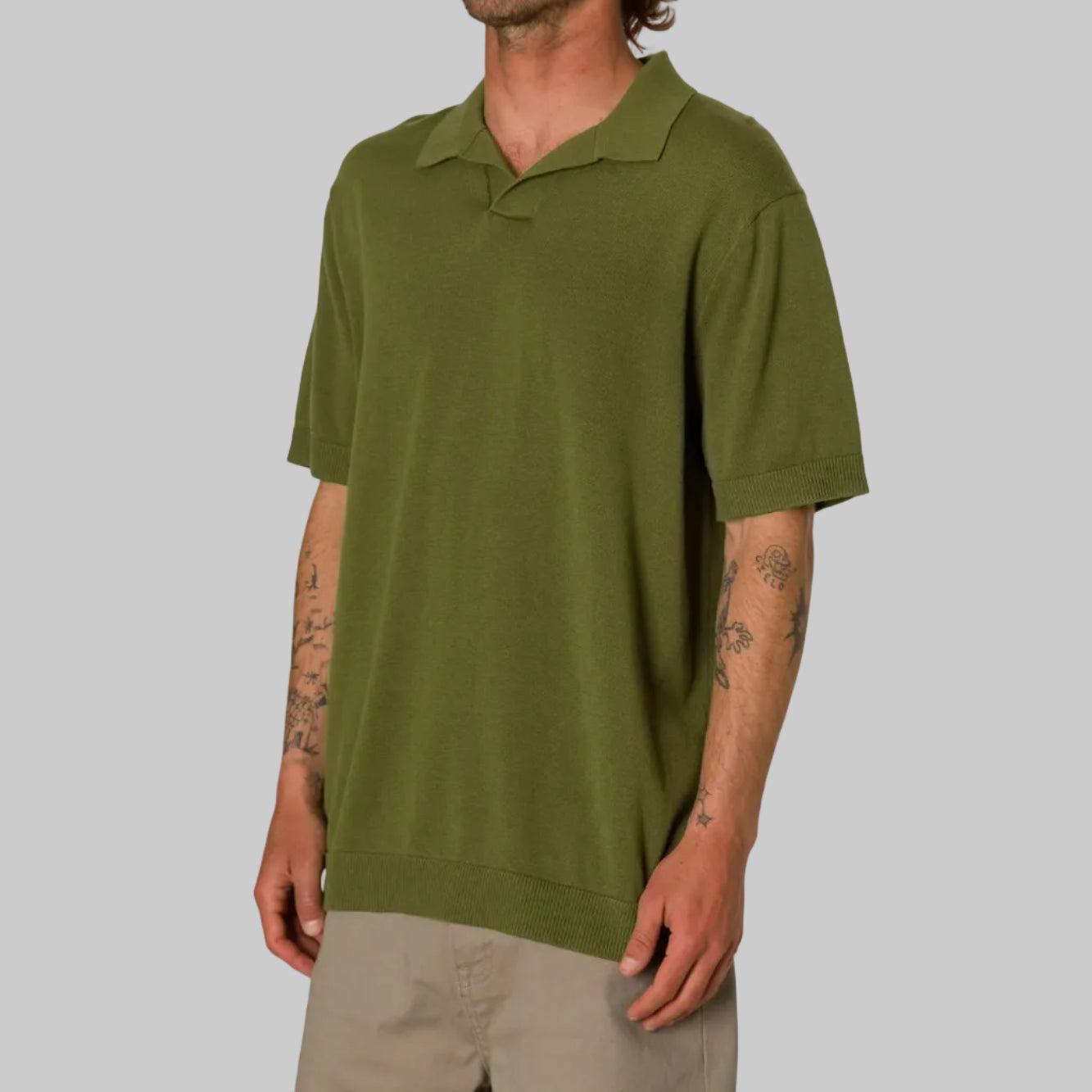 polo knit katin sherman vert profil tenue ete