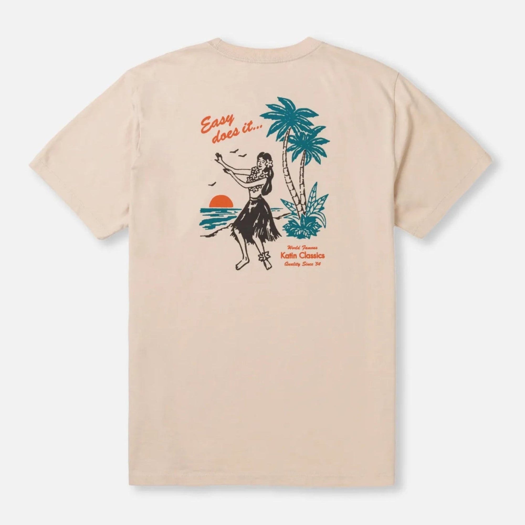 vue a plat de dos motif vahine plage et palmier cocotier