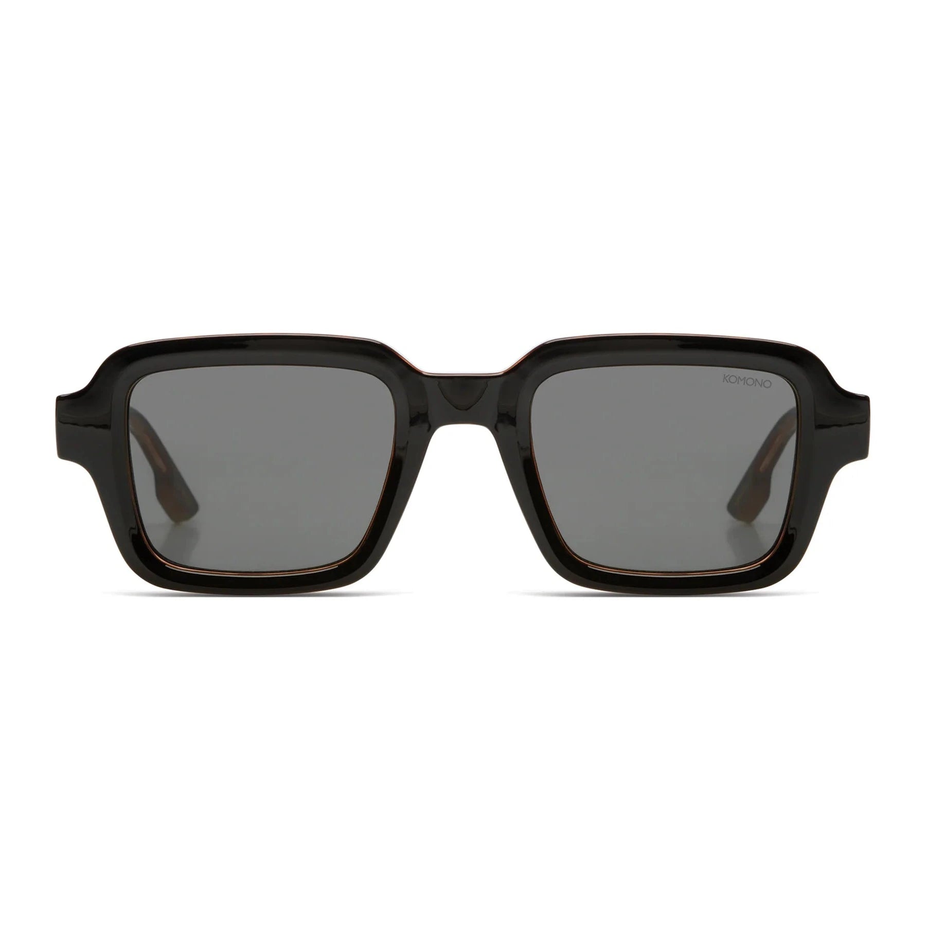 lunettes komono unisexe noire et marron vue de face