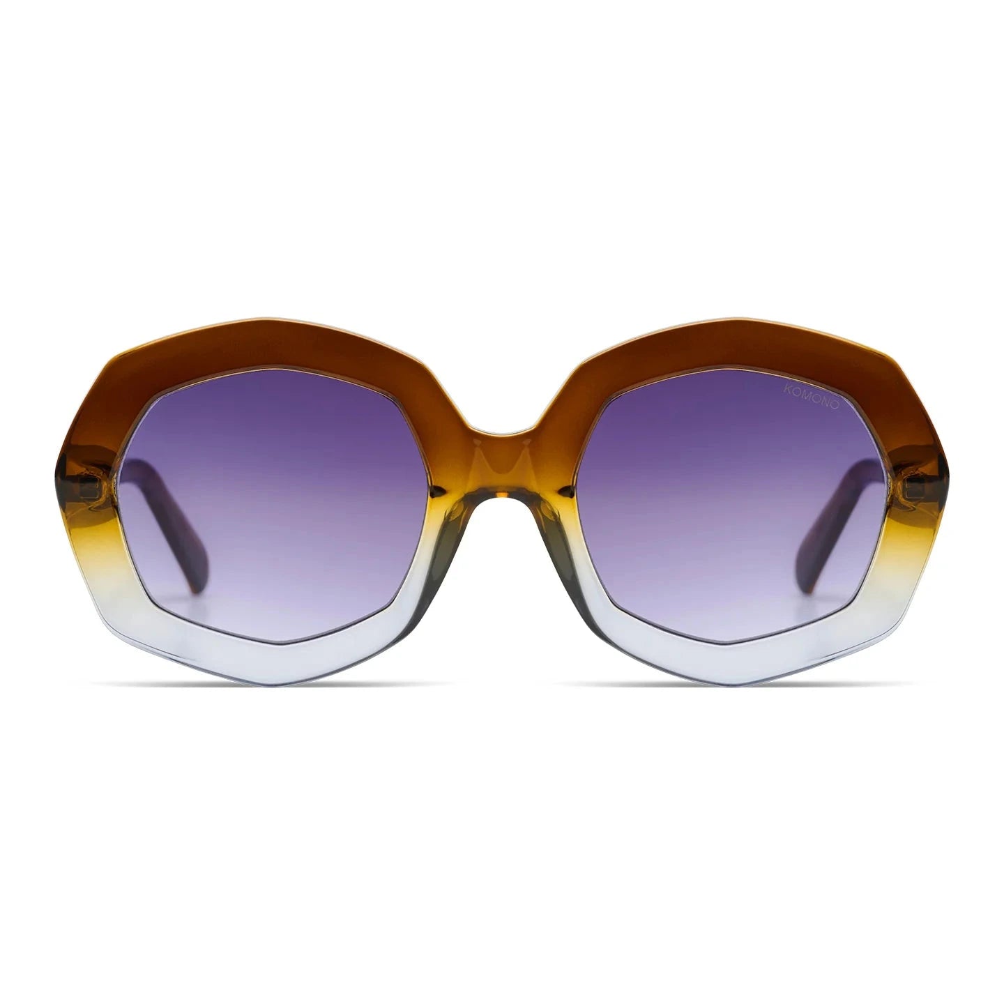 komono lunettes de soleil monture degradee marron jaune et blanc vue de face