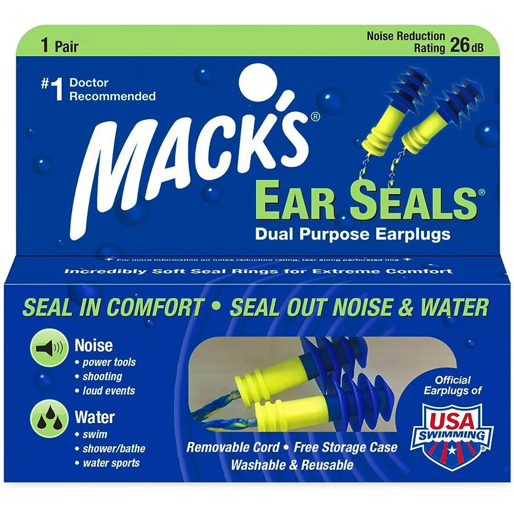 bouchons d'oreilles adulte Mack's pour sports aquatiques avec cordon amovibles