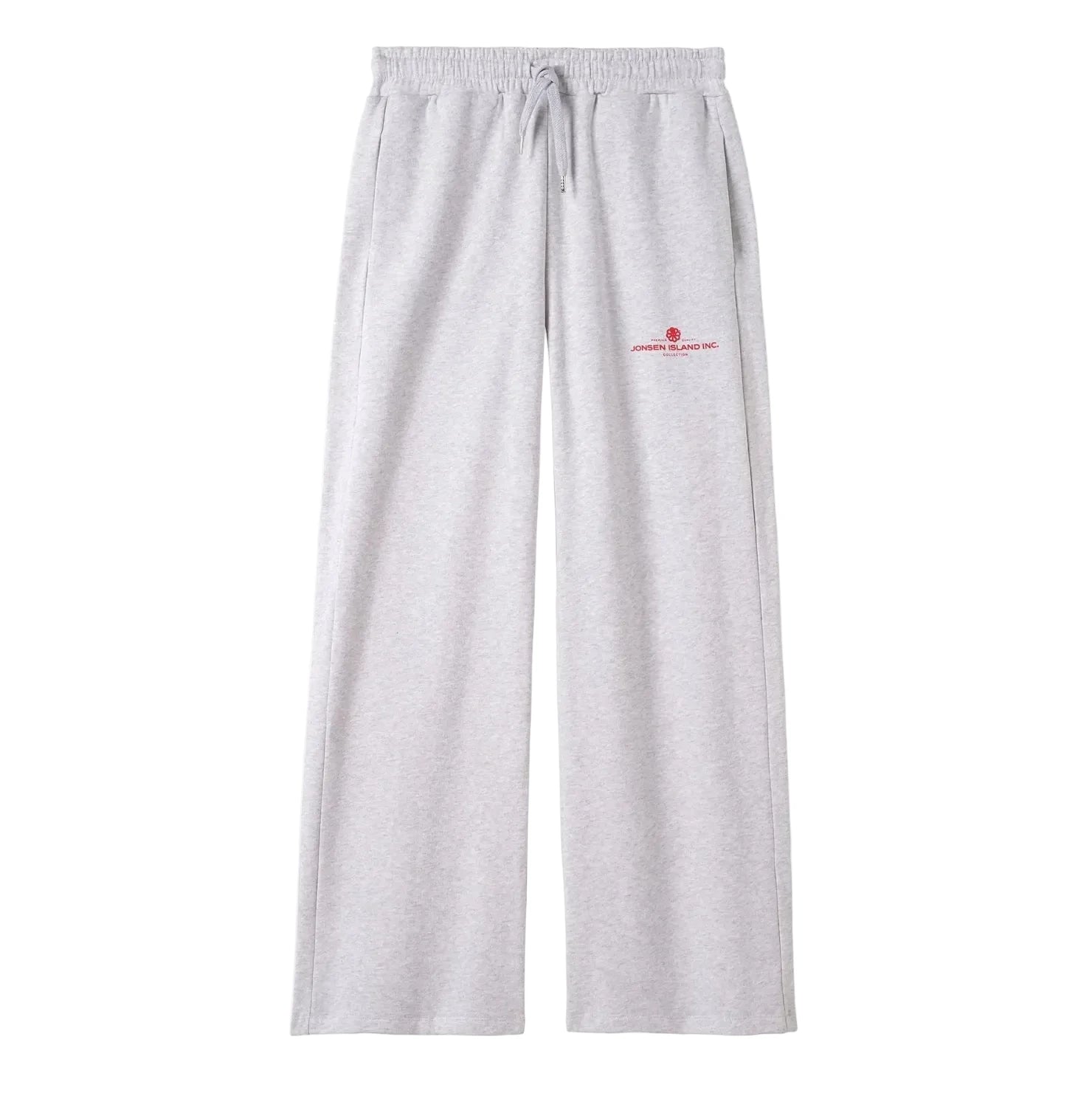 Face du bas en molleton gris clair sur fond blanc, jambe large et petit poulpe rose discret près de la poche
