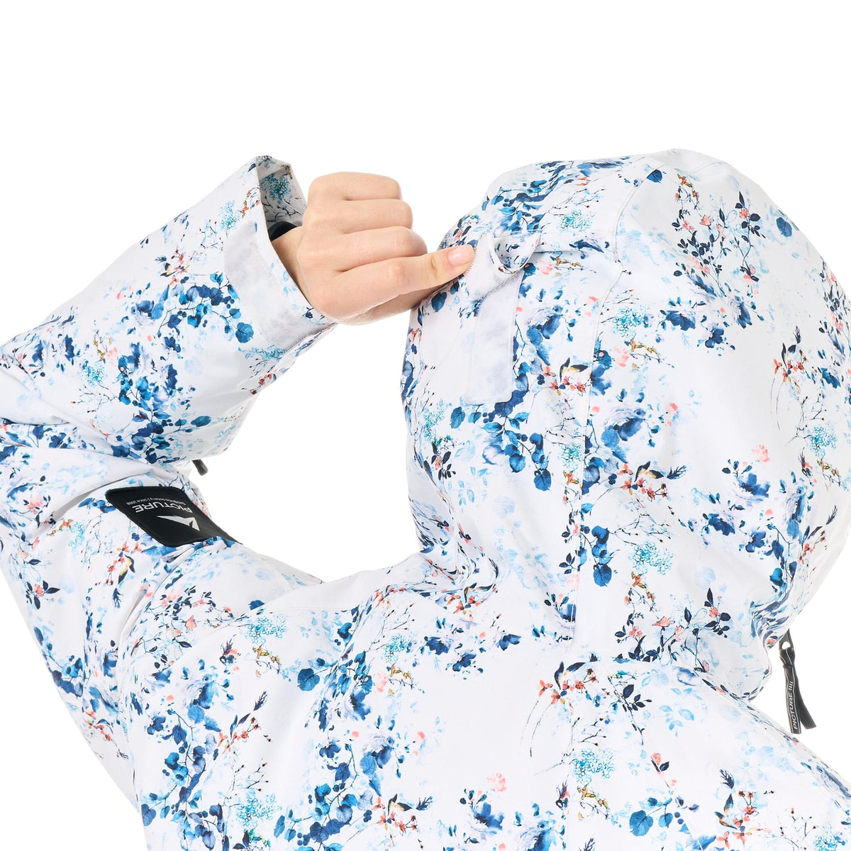 Détail du réglage de la capuche de la veste femme Picture Luma 1/4 Zip Schrubby Print