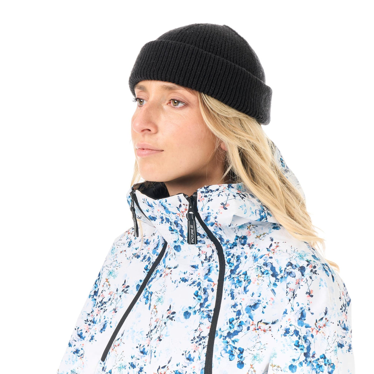 Col montant de la veste Picture Luma 1/4 Zip Schrubby Print porté de profil
