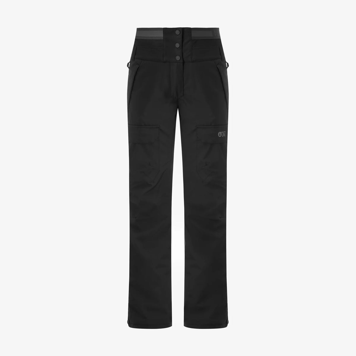 Picture Treva Black présenté seul de face, pantalon de neige femme noir à coupe droite