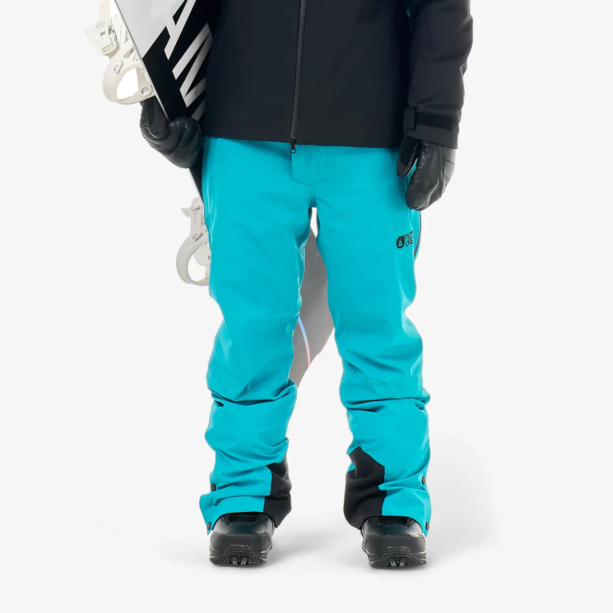 Pantalon de ski et snowboard homme Picture Organic Clothing Object Pants Capri Breeze porté de face, coupe droite et coloris bleu turquoise